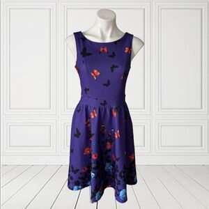 NWOT/Missjoy  Purple Dress with Butterfly Print Med